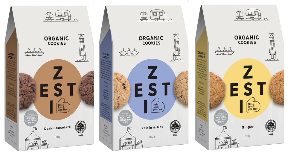 Zesti Organic Cookies 3 packs side view